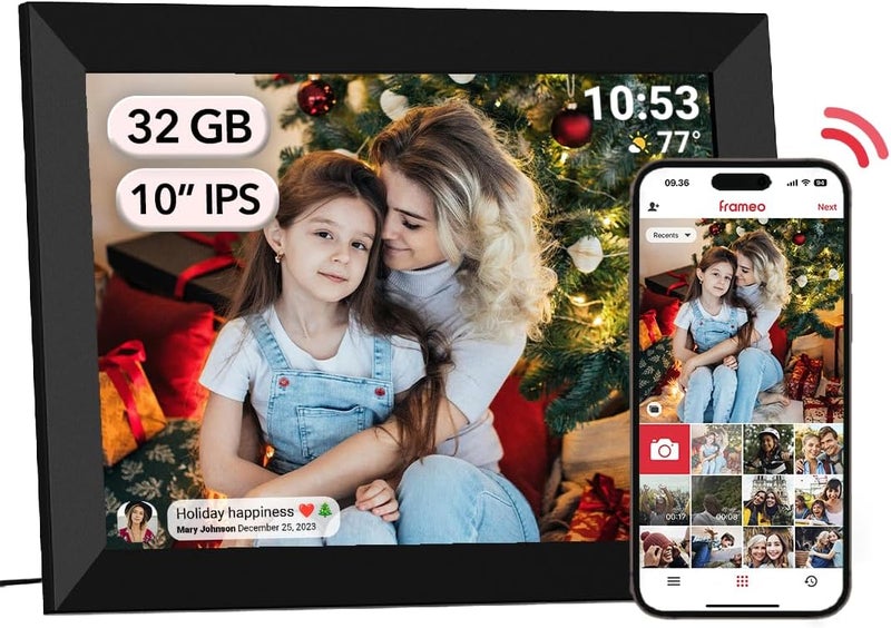 Axcedkee 10.1Inch WiFi Digital Picture Frame IPS Touch Screen HD Disply,Video Clips and Slide Show,Auto-Rotate, Wall Mountable,Send Photos Instantly from Anywhere with via Frameo APP (10.1 INCH) - Image 1